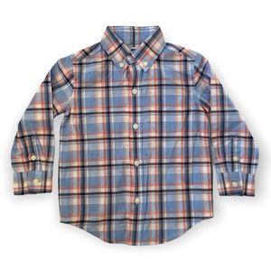 JANIE & JACK boys blue and orange plaid shirt